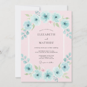 Convite Casamento com Arco Floral Aqua