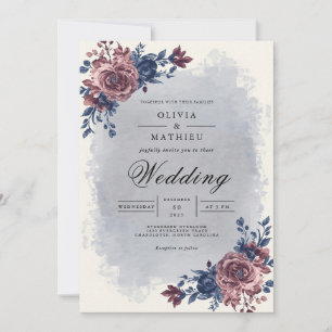 Convite Casamento com Arco Floral de Ameixa Mal-humorada