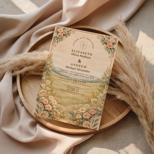 Convite Casamento com Arco Floral do Deserto Ocidental (Criador carregado)