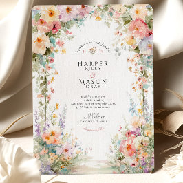 Convite Casamento com Arco Floral em Aquarela Pastel