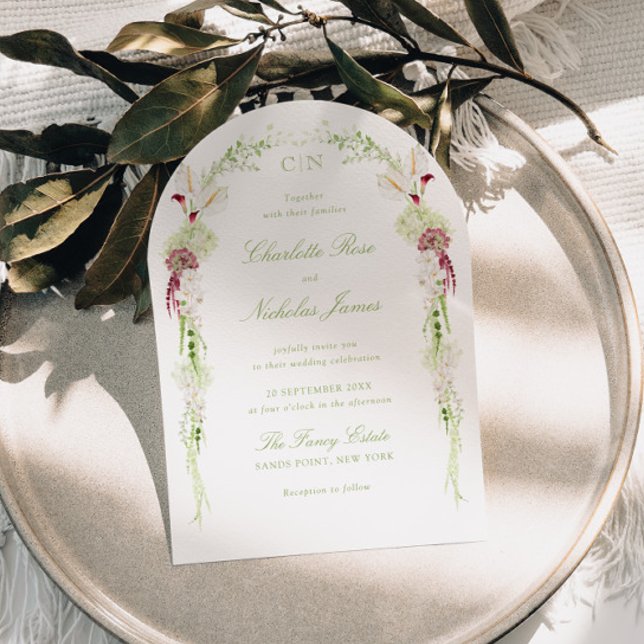 Convite Casamento com Arco Floral em Cascata (Criador carregado)