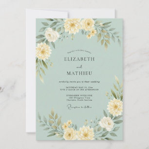 Convite Casamento com Arco Floral em Verde Menta