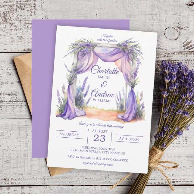 Convite Casamento com Arco Floral lavanda (Lavender Floral Arch Wedding Invitation
)