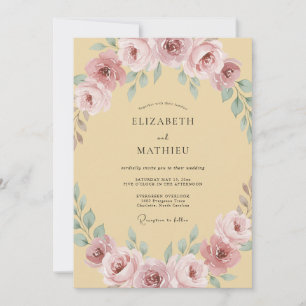 Convite Casamento com Arco Floral Rosa Empoeirado