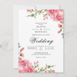 Convite Casamento com Arco Floral Rosa-Esbranquiçado