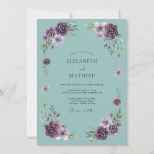 Convite Casamento com Arco Floral Roxo Intenso