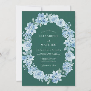 Convite Casamento com Arco Floral Suave Esmeralda