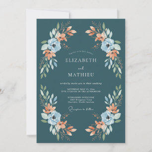 Convite Casamento com Arco Floral Turquesa