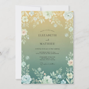 Convite Casamento com Arco Floral Verde Amarelo