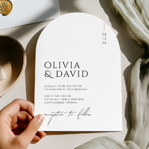 Convite Casamento com Arco Minimalista Moderno Preto e Bra