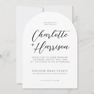 Convite Casamento com Arcos Manuscritos Modernos Minimalis