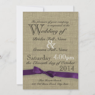 Convite Casamento com Arcos roxos e Burlap Rustic
