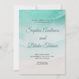 Convite Casamento com Areia e Água Tema de Praia
