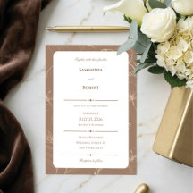 Casamento com Arte de Linha Floral de Mocha Elegan