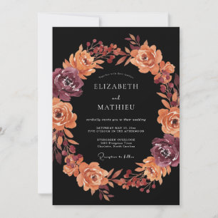 Convite Casamento com Arte Floral Borgonha
