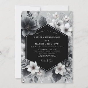 Convite Casamento com Arte Floral de Carvão