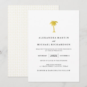 Convite Casamento com Árvore Dourada do Elegante Faux