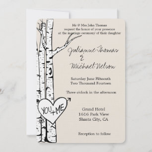 Convite Casamento com Árvores Brancas de Creme