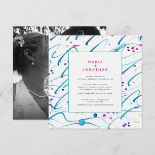 Convite casamento com as Abstratos de ondas rasas tropicai