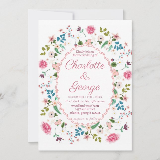 Convite Casamento com as Flores do Jardim (Frente)