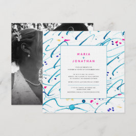 Convite casamento com as ondas tropicais de abstrato art