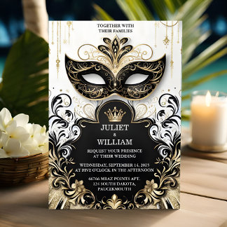 Convite Casamento com Baile de formatura de Mascarada de d