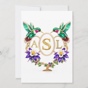 Convite Casamento com Beija-flor em ASL Letras Personaliza