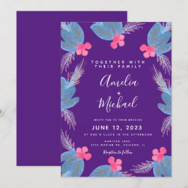 Convite Casamento com Berry Purple, De Manhã De Natal