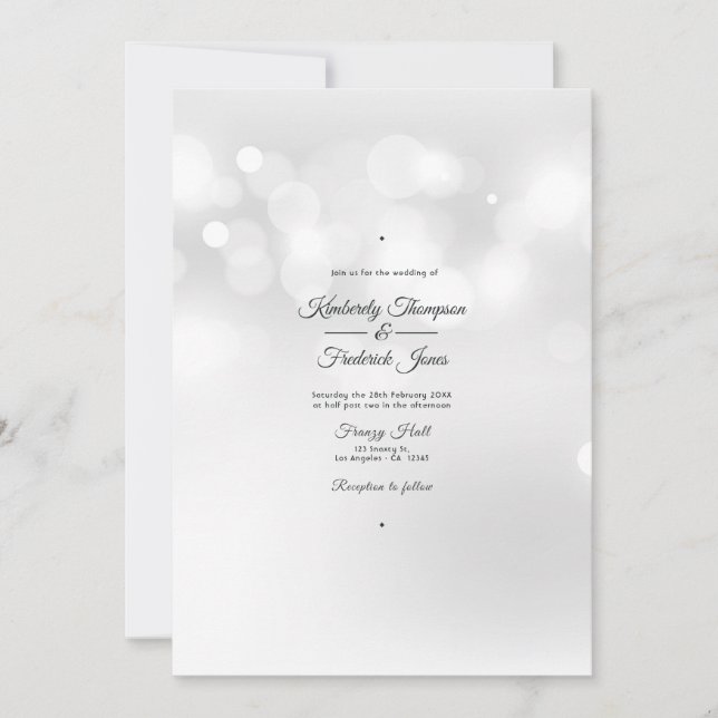 Convite Casamento com Bokeh Branco (Frente)