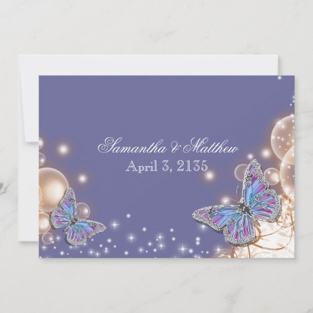 Convite Casamento com borboleta azul (Frente)