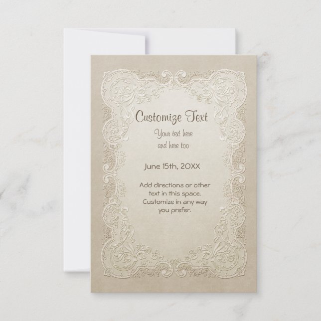 Convite Casamento com Borboleta de Renda Floral (Frente)