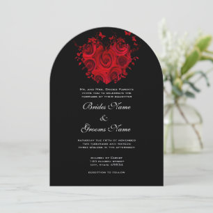 Convite Casamento com borboletas de Rosas e corações ver
