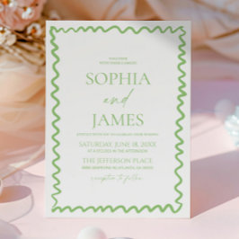 Convite Casamento com Borda Ondulada Verde Cítrico Caprich