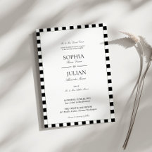 Casamento com Borda Xadrez Preto e Branco Elegante