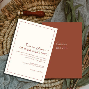 Convite Casamento com Bordadura de Terracota Chic Minimali