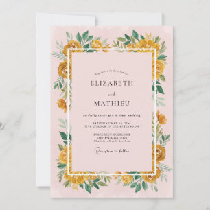 Convite Casamento com Bordadura Floral Âmbar