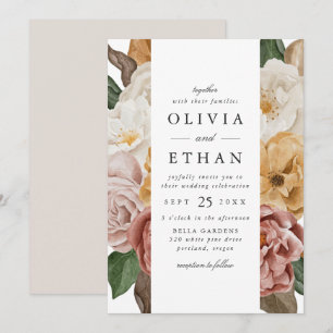 Convite Casamento com Bordadura Floral de Jardim Vintage