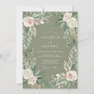 Convite Casamento com Bordadura Floral Salvia