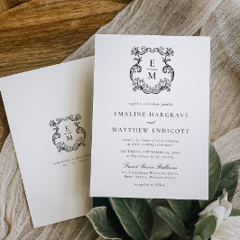 Convite Casamento com Brasão Monograma Barroco Antigo