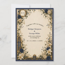 Convite Casamento com Brasão Monograma Gótico Real Medieva
