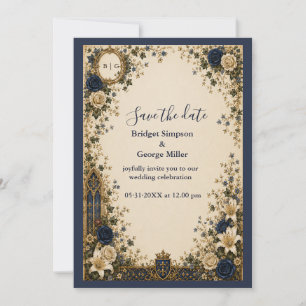 Convite Casamento com Brasão Monograma Gótico Real Medieva