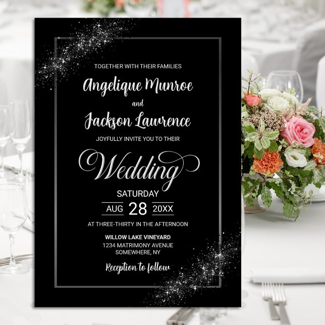 Convite Casamento com Brilhante Chic Black (Criador carregado)