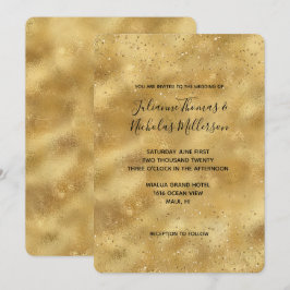 Convite Casamento com brilho de confete Dourado