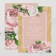Casamento com Brilho em Rosa Dourado e Floral Vint