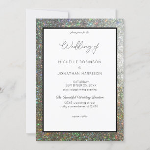 Convite Casamento com Brilho Prateado