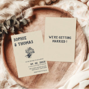 Convite Casamento com Buquê de Flores Silvestres Desenhada