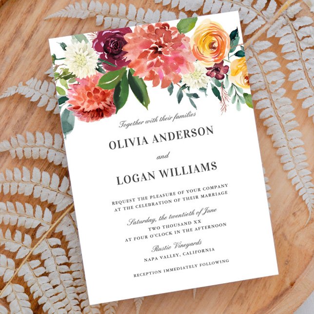Convite Casamento com Buquê Floral Romântico e Aquarela El (Criador carregado)