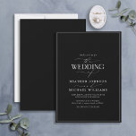 Convite Casamento com Caligrafia Branca e Negra Moderna<br><div class="desc">Trendy, elegante e moderno, esta simples e minimalista design de casamento da tipografia negra e branca apresenta 'O Casamento de' na caligrafia moderna e no texto Serif como a principal design, e é baseada no nosso convite para chás de panela mais vendido. A parte traseira da placa apresenta uma textura...</div>