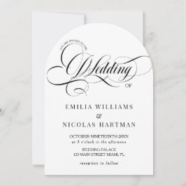 Convite Casamento com Caligrafia Branca e Preta