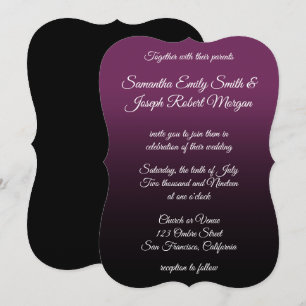 Convite Casamento com Caligrafia Elegante de Ombre Preto R